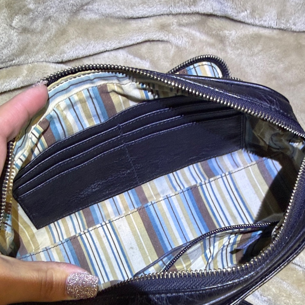 Vintage Brighton black leather embossed purse with plaid lining - Picture 10 of 11